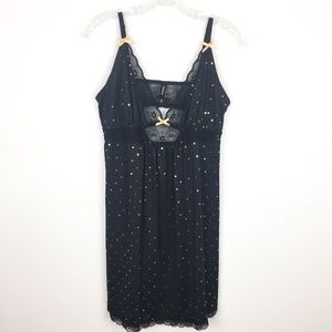 Torrid Chemise Nighty Black Gold Polka Dots 2x